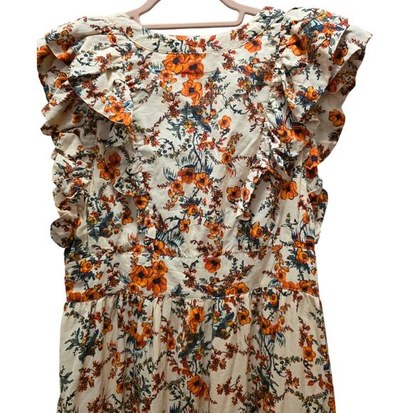 Chelsea 28 Floral Ruffle Sleeve Organic Cotton Midi dress Size XL - Picture 7 of 11